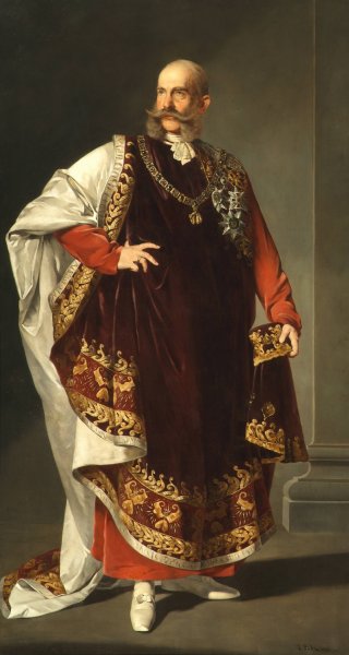 Kaiser Franz Joseph I. im Ornat des Ordens vom Goldenen Vlies  by Edmund Polz - Hand-Painted Oil Painting Reproduction