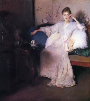 Arrangement in Pink and Gray also known as Afternoon Tea Oil painting by Edmund Tarbell