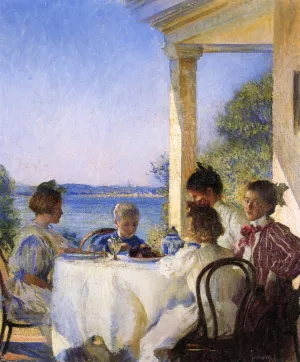 Breakfast on the Piazza by Edmund Tarbell Oil Painting