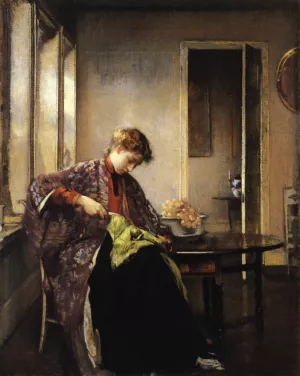 Girl Mending by Edmund Tarbell - Oil Painting Reproduction