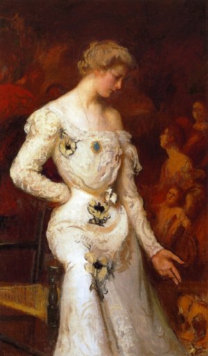 Girl with Dog also known as Mrs. Stephen Codman and Dog by Edmund Tarbell Oil Painting