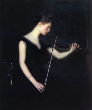 Girl with Violin also known as The Violinist by Edmund Tarbell - Oil Painting Reproduction