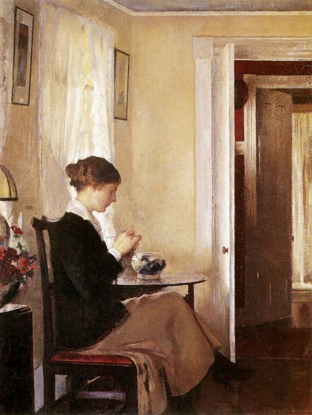 Main Product Photo of Josephine Knitting Painting by Edmund Tarbell