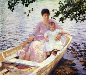 Mother and Child in a Boat painting by Edmund Tarbell