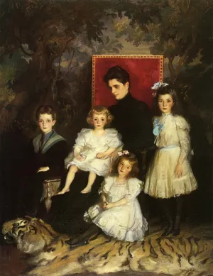 Mrs. Horatio Nelson Slater and Her Children by Edmund Tarbell Oil Painting