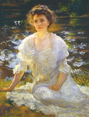 Portrait of Elanor Hyde Phillips by Edmund Tarbell Oil Painting