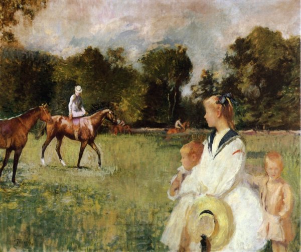 Main Product Photo of Schooling the Horses Painting by Edmund Tarbell
