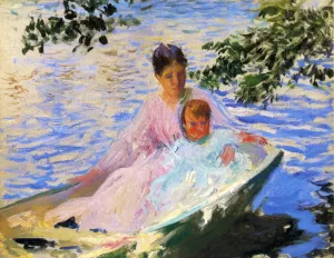 Study for 'Mother and Child in a Boat by Edmund Tarbell Oil Painting