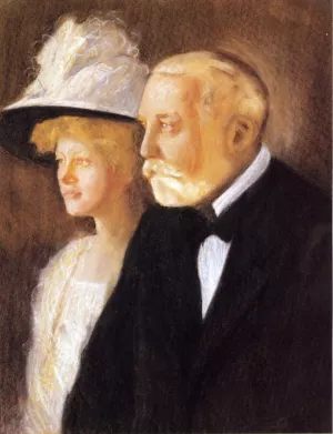 Study for Portrait of Henry Clay Frick and His Daughter, Helen by Edmund Tarbell - Oil Painting Reproduction