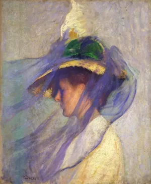 The Blue Veil by Edmund Tarbell - Oil Painting Reproduction