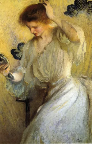 The Mirror also known as Girl with a Mirror by Edmund Tarbell Oil Painting