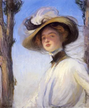 The Picture Hat by Edmund Tarbell - Oil Painting Reproduction
