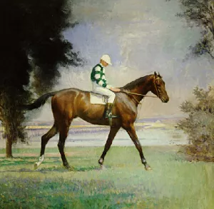 Thoroughbred with Jockey Up painting by Edmund Tarbell