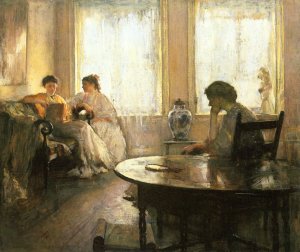 Three Girls Reading by Edmund Tarbell Oil Painting
