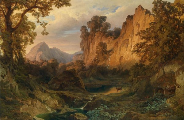 Main Product Photo of Romantische Landschaft im Abendlicht  Painting by Edmund Von Worndle