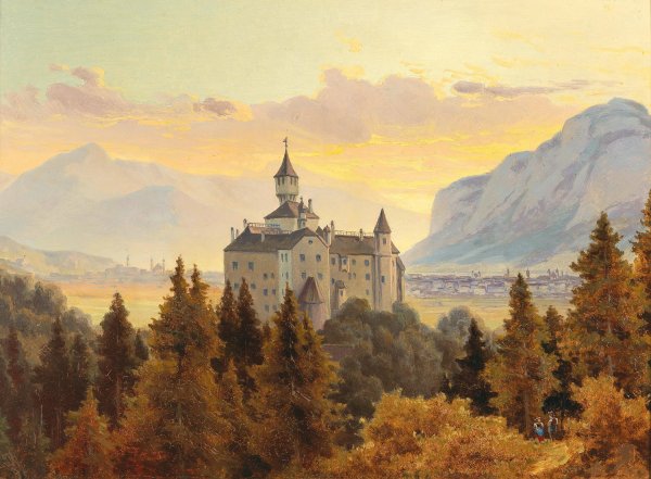 Main Product Photo of View Of Schloss Ambras Near Innsbruck Painting by Edmund Von Worndle