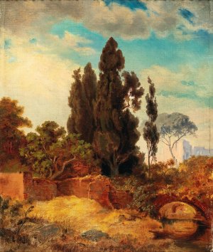 View Of The Villa Hadriana, Tivoli by Edmund Von Worndle Oil Painting