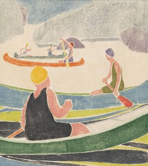 Canoes by Edna Boies Hopkins Oil Painting
