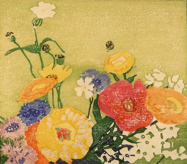 Garden Flowers  by Edna Boies Hopkins - Hand-Painted Oil Painting Reproduction
