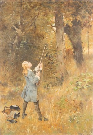 The hunter by Edoardo Calandra Oil Painting