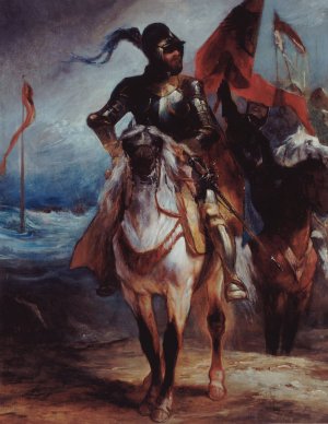 Chevalier conduisant son armee by Edouard-Alexandre Odier Oil Painting