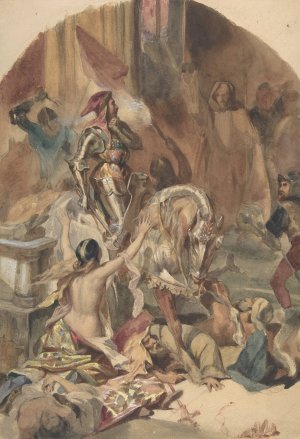 Massacre de Nesle by Edouard-Alexandre Odier Oil Painting