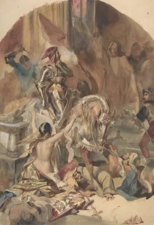 Massacre de Nesle by Edouard-Alexandre Odier Oil Painting