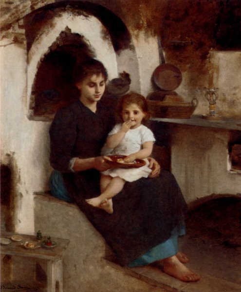 Supper Time by Edouard Alexandre Sain - Hand-Painted Oil Painting Reproduction