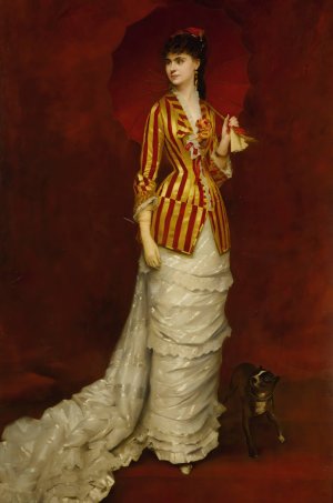 The Red Parasol by Edouard Alexandre Sain Oil Painting