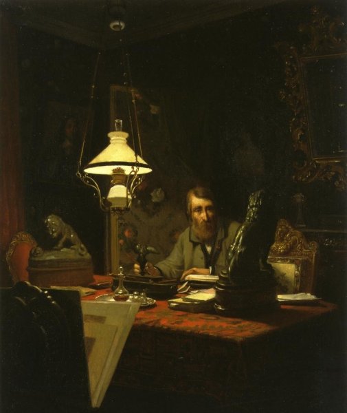 Main Product Photo of Alfred Bruyas in His Study Painting by Edouard-Antoine Marsal