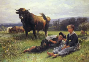 Herdsman's Repose by Edouard Bernard Debat-Ponsan - Oil Painting Reproduction