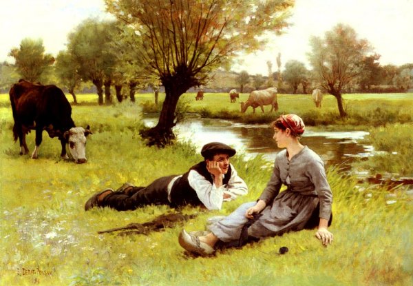 Le Flirt by Edouard Bernard Debat-Ponsan - Hand-Painted Oil Painting Reproduction