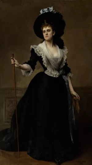 Portrait de la comtesse Edmond Recope, nee Malher by Edouard Bernard Debat-Ponsan Oil Painting