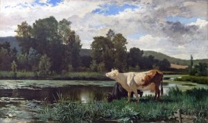 The Cows by Edouard Bernard Debat-Ponsan Oil Painting