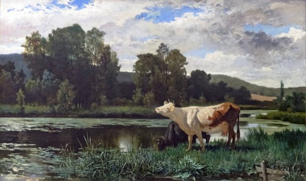 The Cows by Edouard Bernard Debat-Ponsan - Hand-Painted Oil Painting Reproduction