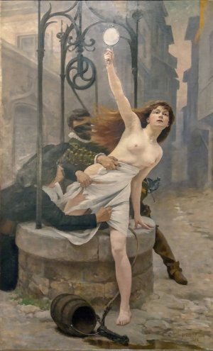 Truth Coming out of the Well by Edouard Bernard Debat-Ponsan Oil Painting
