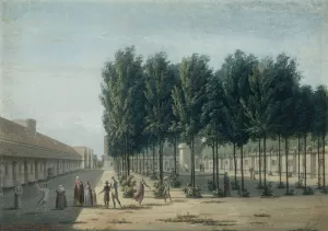 Hospice de Bicetre, la cour des paisibles Oil painting by Edouard Bertin