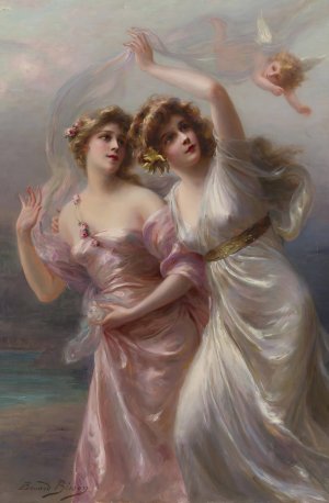 Love's messengers by Edouard Bisson Oil Painting