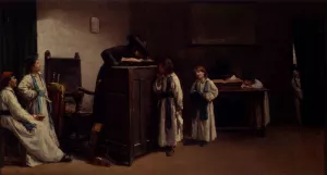 Rabbinical Students in a Classroom by Edouard Brandon Oil Painting