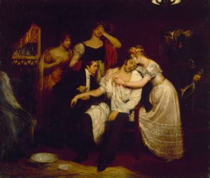 La mort du duc de Berry, le 13 fevrier 1820, a l'Academie royale de musique by Edouard Cibot Oil Painting