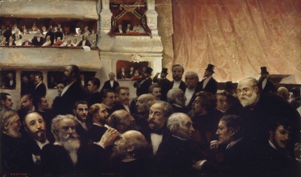 Main Product Photo of Entracte d'une premiere a la Comedie-Francaise  Painting by Edouard Dantan