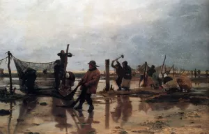 Fastening the Nets by Edouard Dantan - Oil Painting Reproduction