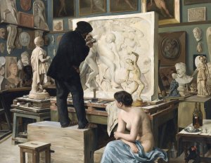 My Father's Studio by Edouard Dantan Oil Painting