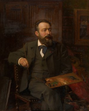 The Painter Albert De Vriendt by Edouard De Jans Oil Painting