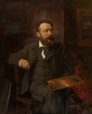 The Painter Albert De Vriendt by Edouard De Jans Oil Painting