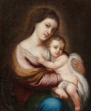 After Bartlome Esteban Murillo Virgin and Child by Edouard-Denis Baldus Oil Painting