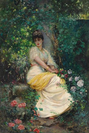 A seat in the shade by Edouard Frederic Wilhelm Richter Oil Painting