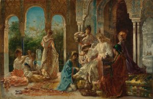 Attending The Favorite by Edouard Frederic Wilhelm Richter Oil Painting