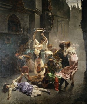 Beggars and fornicators by Edouard Frederic Wilhelm Richter Oil Painting