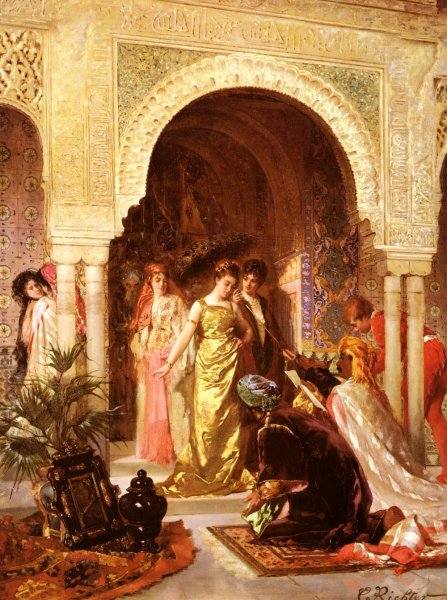 Main Product Photo of L' Offrande Painting by Edouard Frederic Wilhelm Richter
